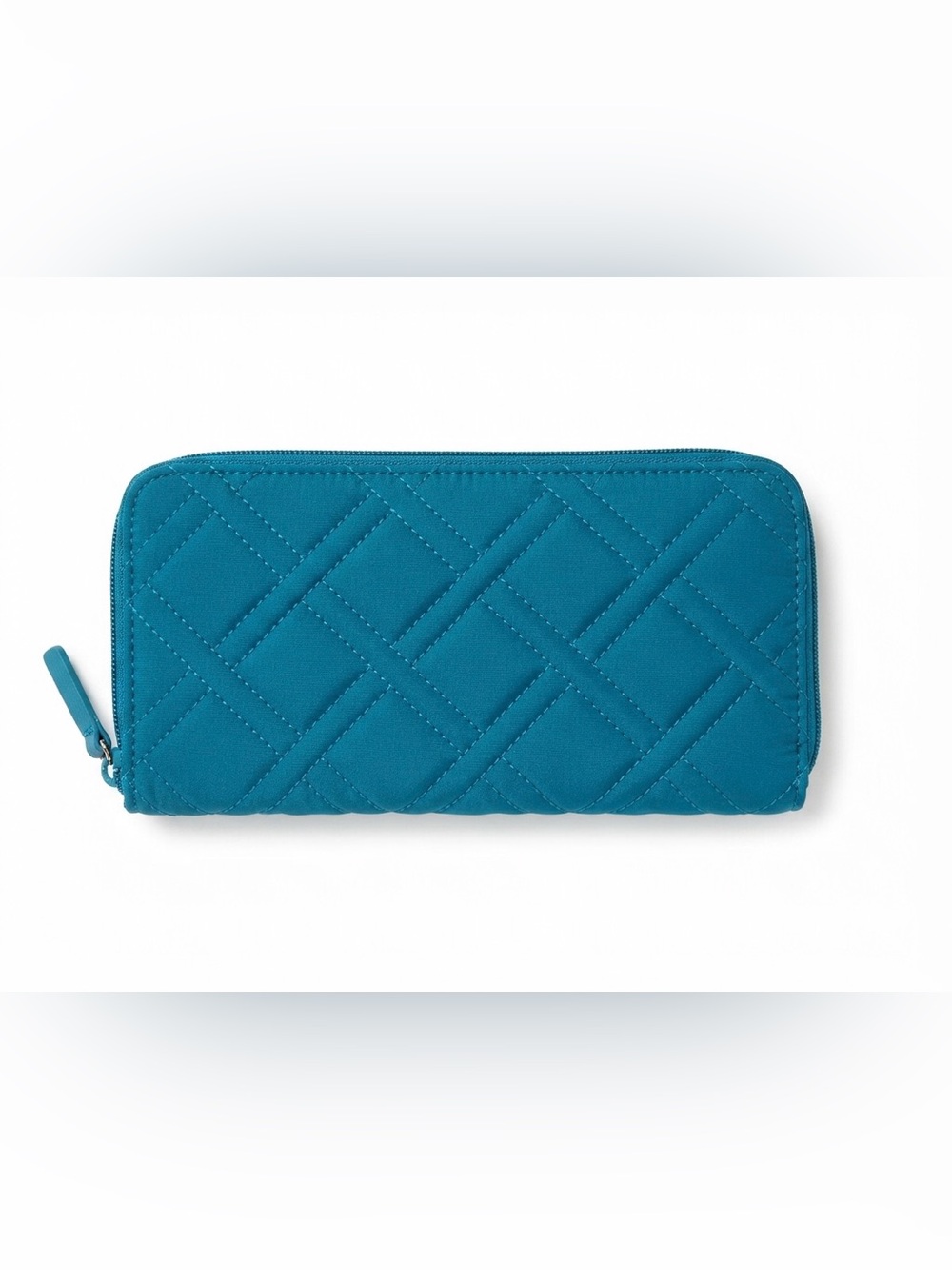 Vera Bradley Georgia Microfiber Teal Quilted Zip Wallet RFID - Picture 2 of 4